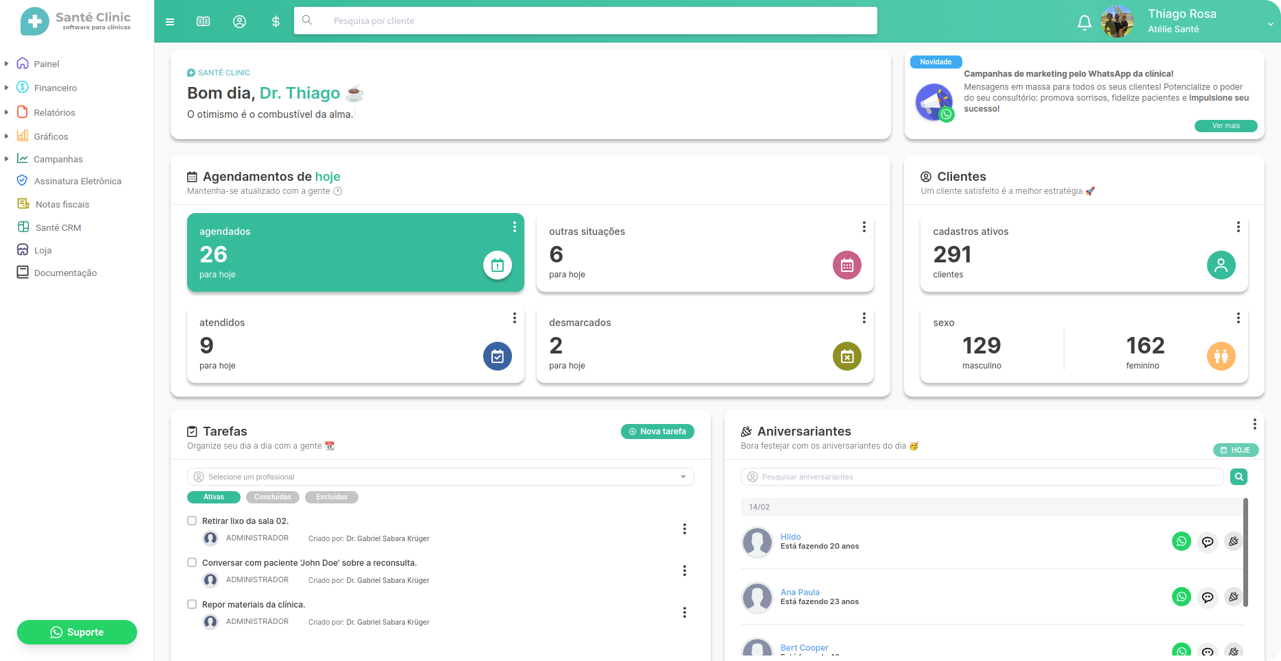 Santé Clinic Software para clínicas médicas, esteticistas, biomédicos, clínicas, fisioterapias